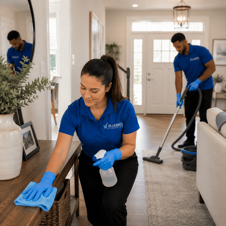 The Bluebird Cleaning team cleaning a home in Wheaton, MD