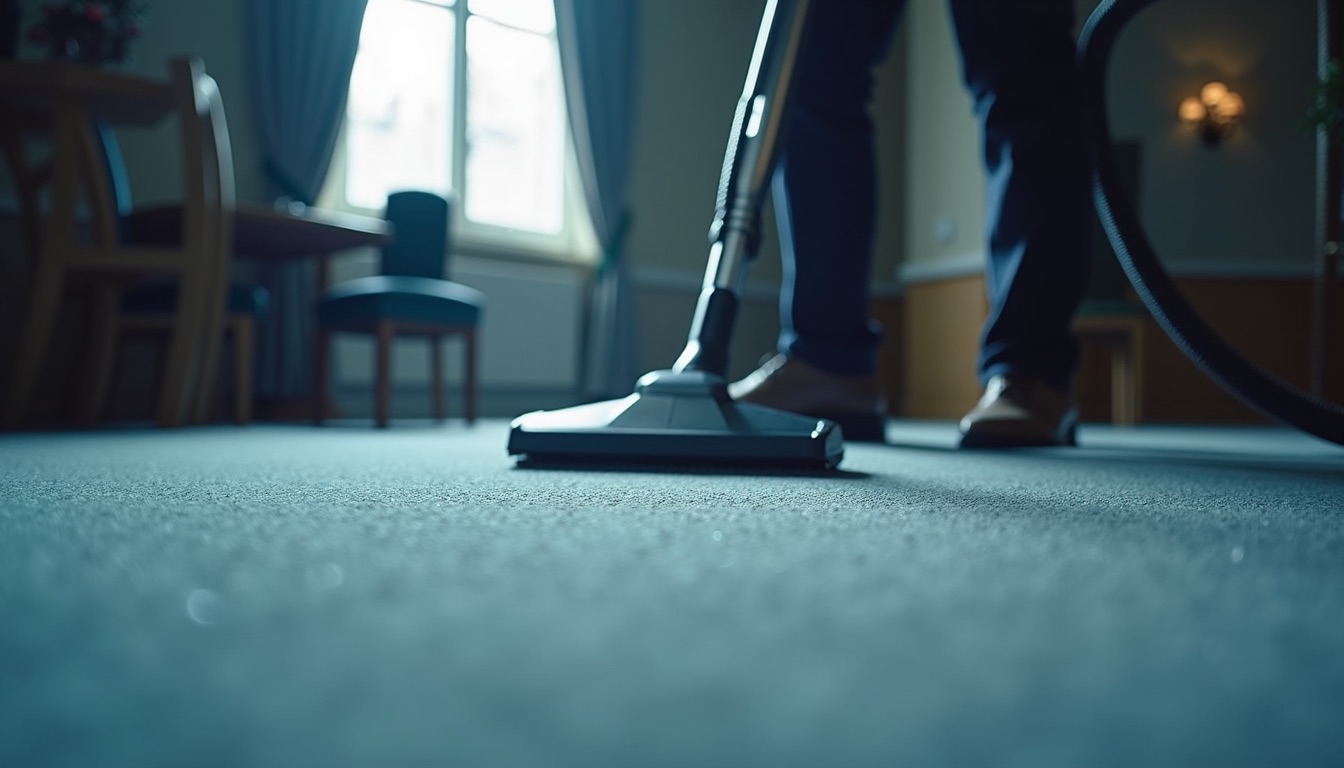 Vacuuming a carpet